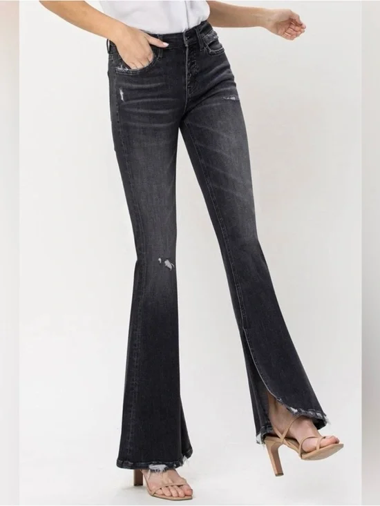 FLYING MONKEY - MID-RISE FLARE W/ EXPOSED BUTTON FLY & SLIT size 24 - Picture 1 of 10